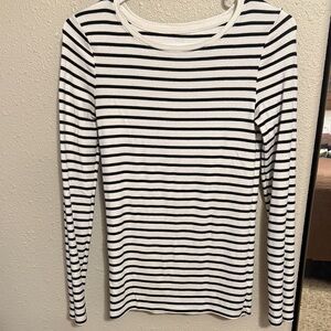 Merona Black and White Striped Long Sleeve Top